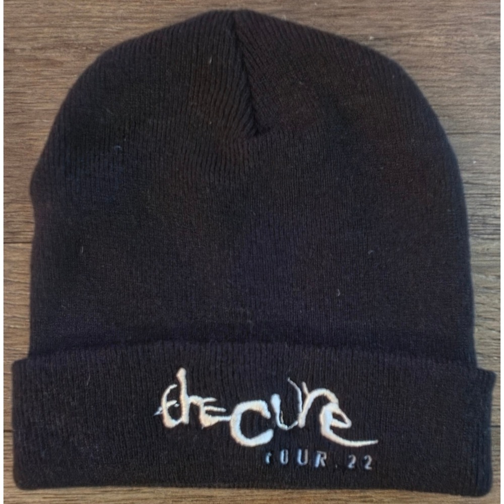 The Cure Tour 2022 Beanie Hat Black Embroidered Band Logo Cuffed Knit Cap